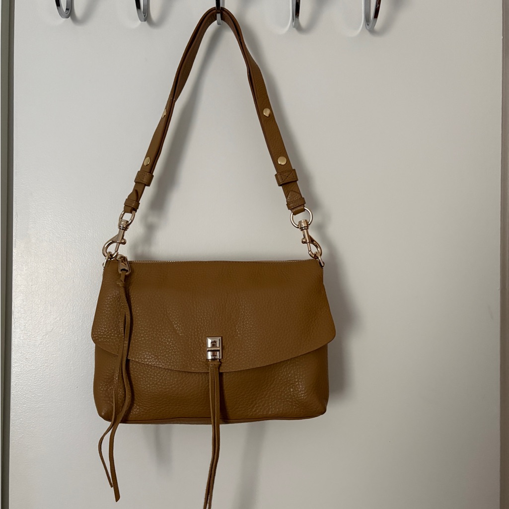 Rebecca Minkoff Tan Leather Shoulder Bag With Gold Hardware